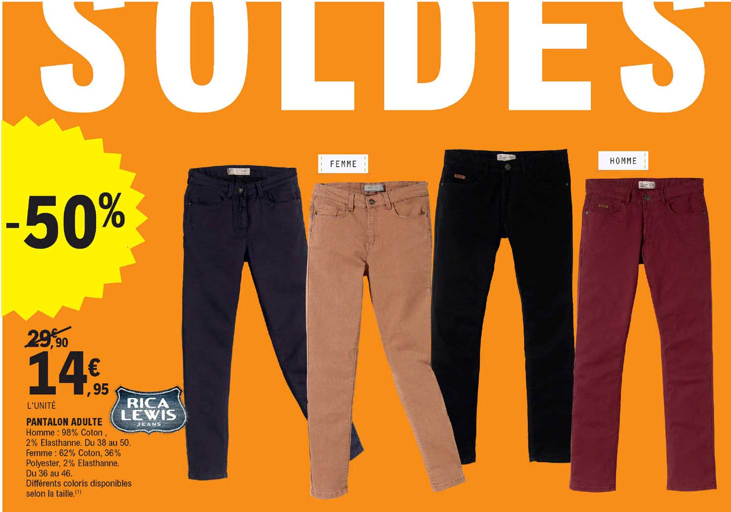 pantalon adulte rica lewis