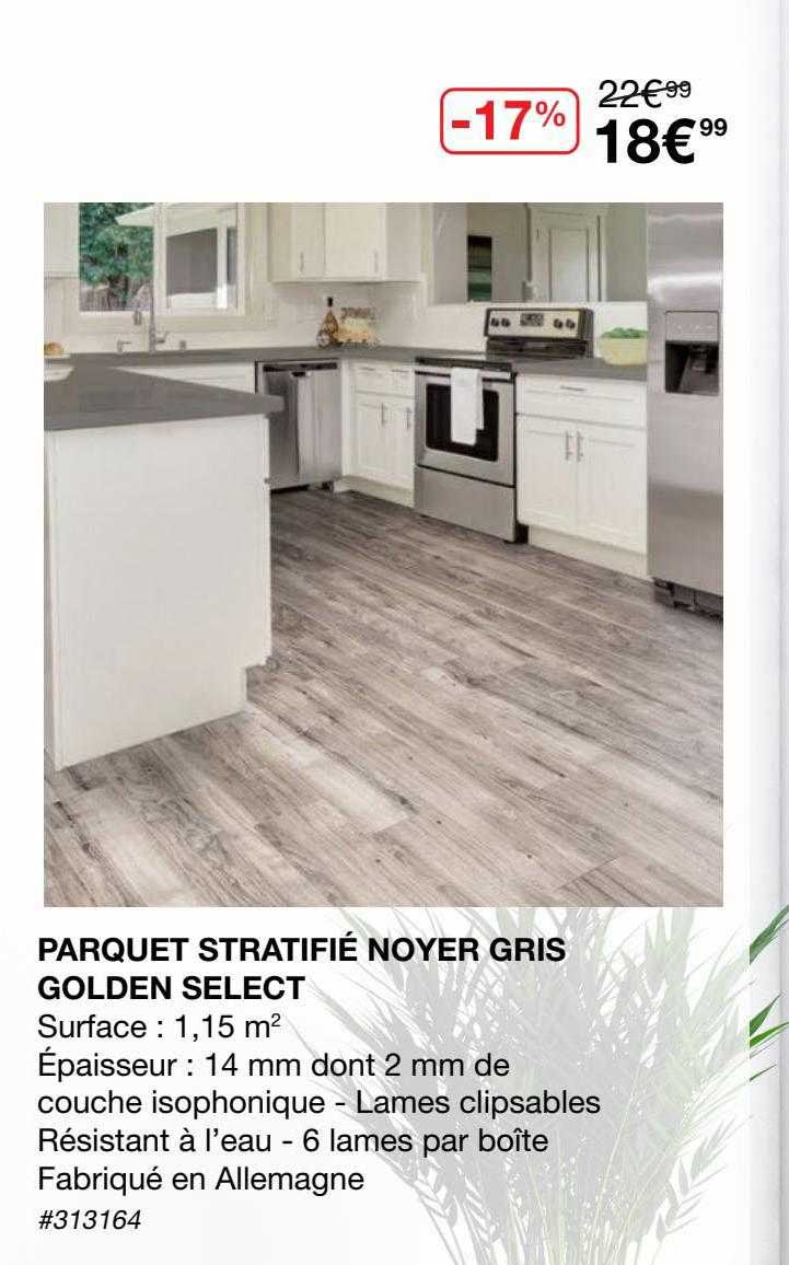 parquet stratifié noyer gris golden select