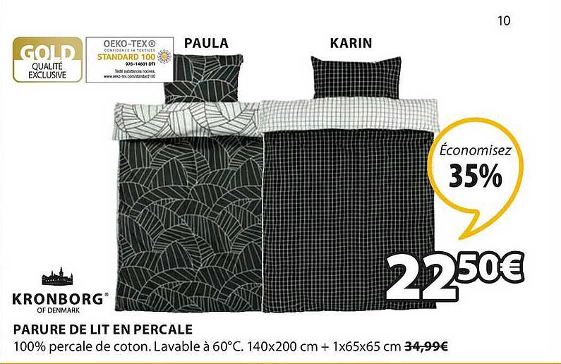 parure de lit en percale paula, karin