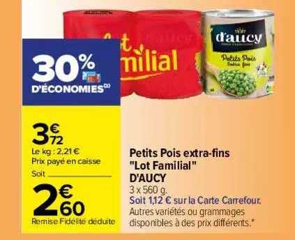 petits pois extra-fins "lot familial" d'aucy
