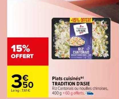 plats cuisinés tradition d'asie
