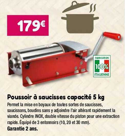 poussoir à saucisses capacité 5 kg