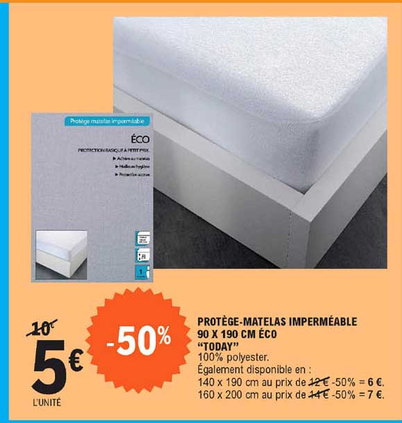 protège-matelas imperméable 90 x 190 cm éco "today"