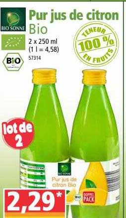 pur jus de citron bio bio sonne