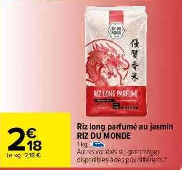 Riz Long Parfumé Au Jasmin Riz Du Monde