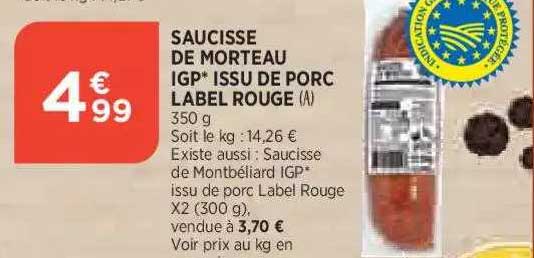 saucisse de morteau igp issu de porc label rouge