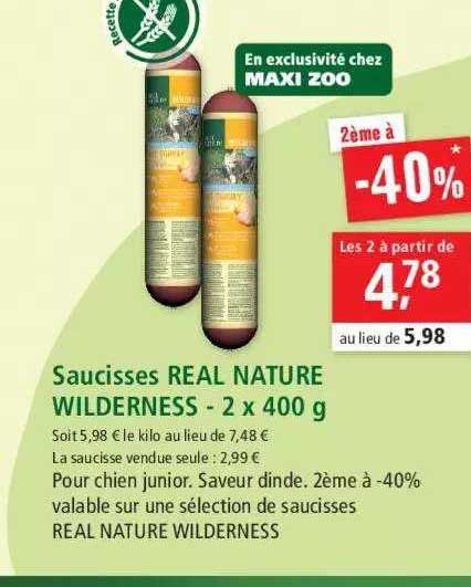 saucisses real nature wilderness - 2 x 400 g