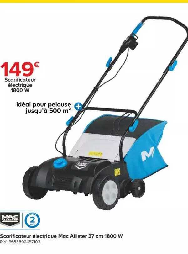 scarificateur électrique mac allister 37 cm 1800 w