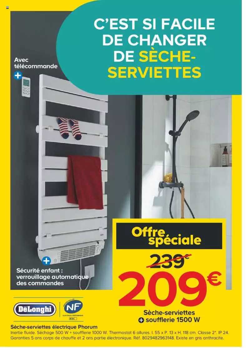 sèche-serviette électrique phorum deLonghi