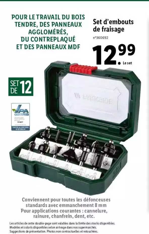 set d'embouts de fraisage