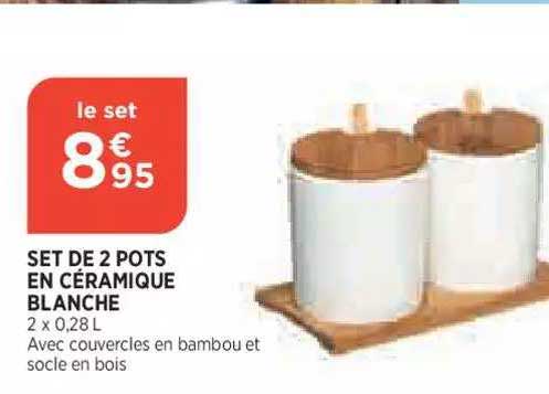 set de 2 pots en céramique blanche