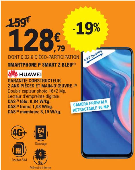 smartphone p smart z bleu huawei