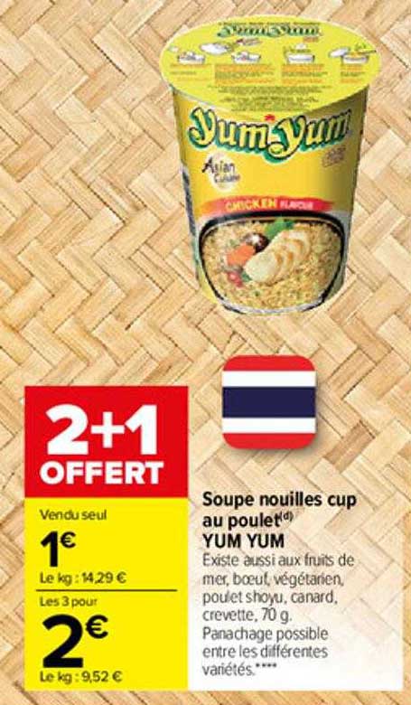 soupe nouilles cup au poulet yum yum