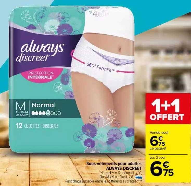 sous-vêtements pour adultes always discreet