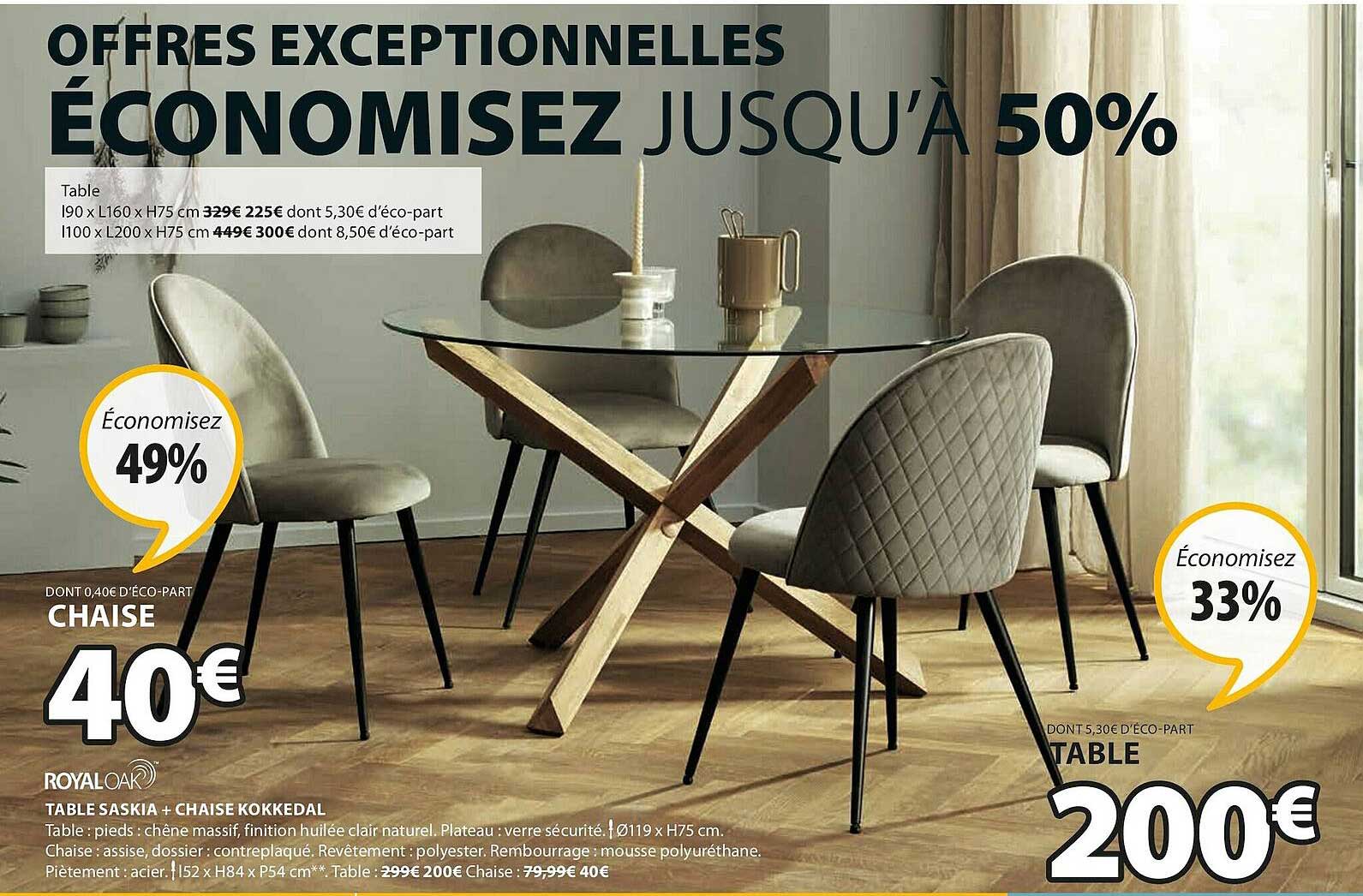 table saskia + chaise kokkedal royal oak