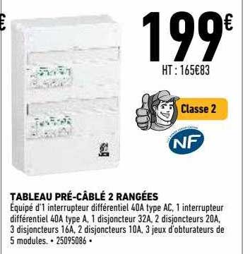 tableau pré-câblé 2 rangées