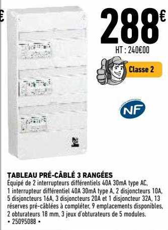 tableau pré-câblé 3 rangées