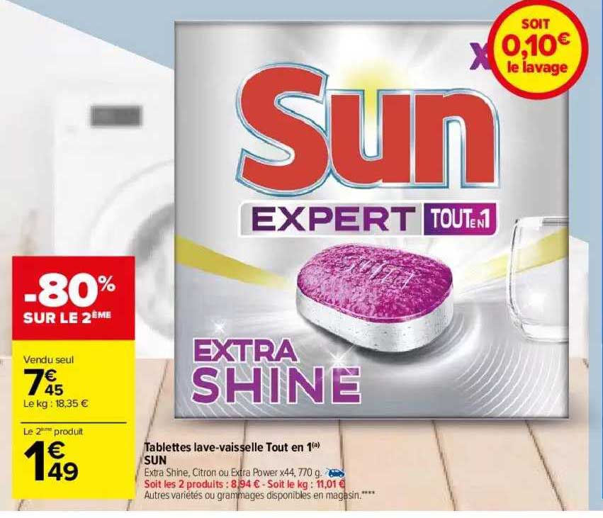 tablettes lave-vaisselle tout en 1 sun