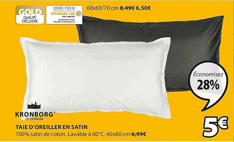 taie d'oreiller en satin kronborg