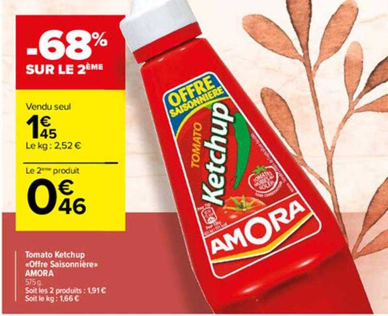 tomato ketchup "offre saisonnière" amora