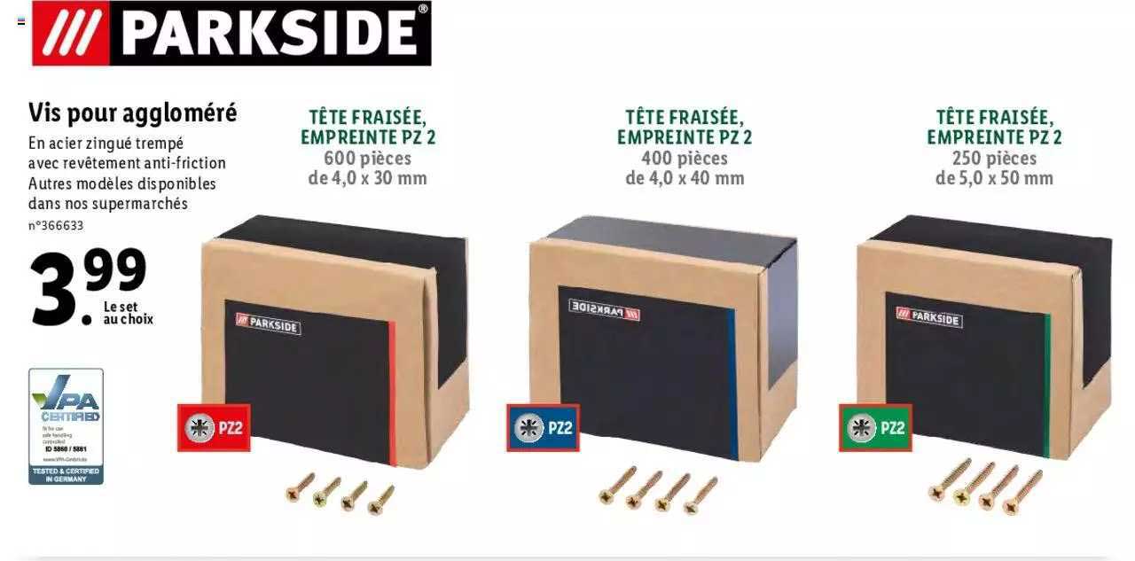 vis pour aggloméré parkside