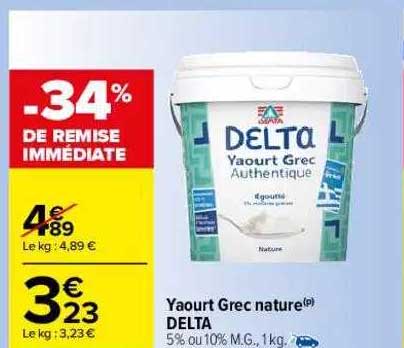 yaourt grec nature delta