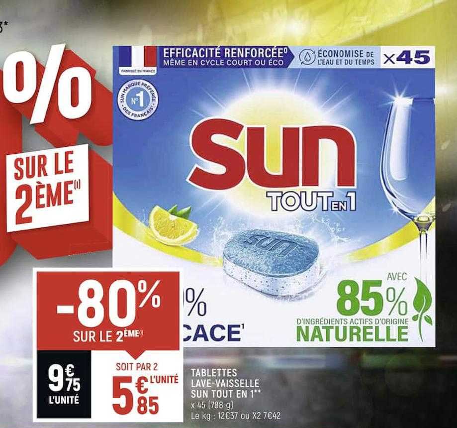 tablettes lave-vaisselle sun tout en 1