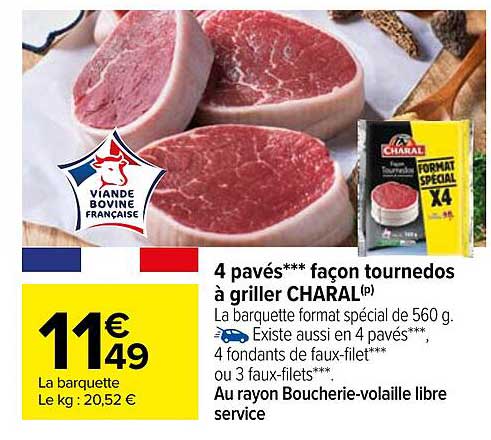 4 pavés*** façon tournedos à griller charal