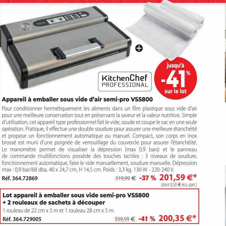 appareil à emballer sous vide d'air semi-pro vs5800