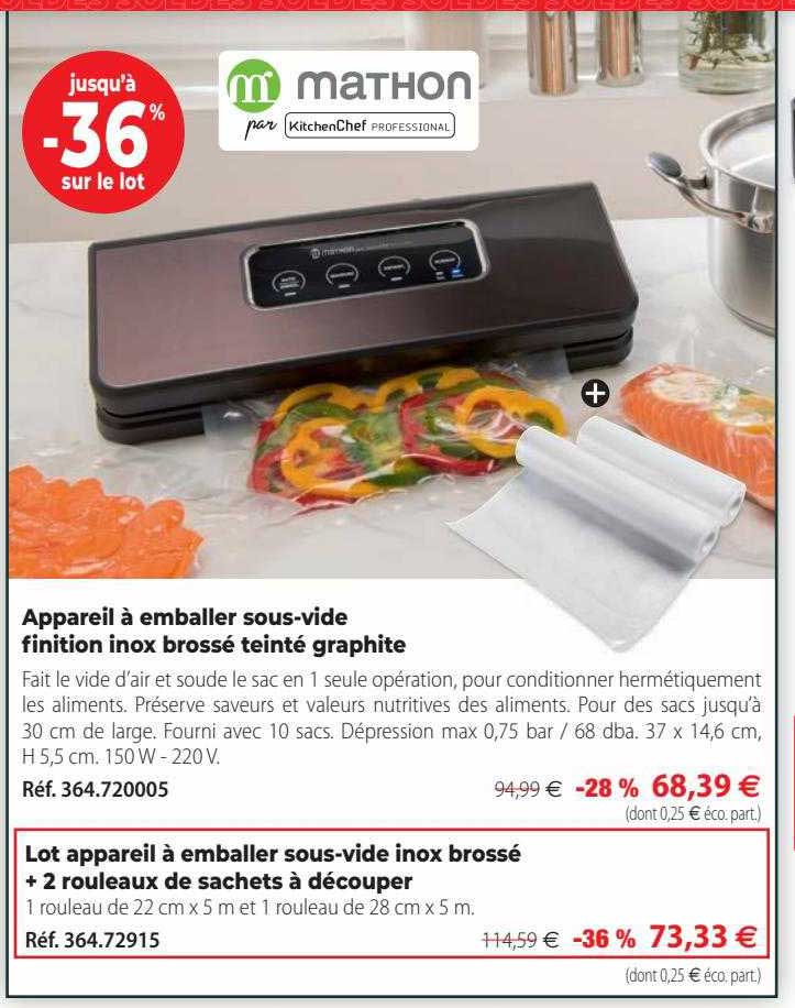 appareil à emballer sous-vide finition inox brossé teinté graphite mathon