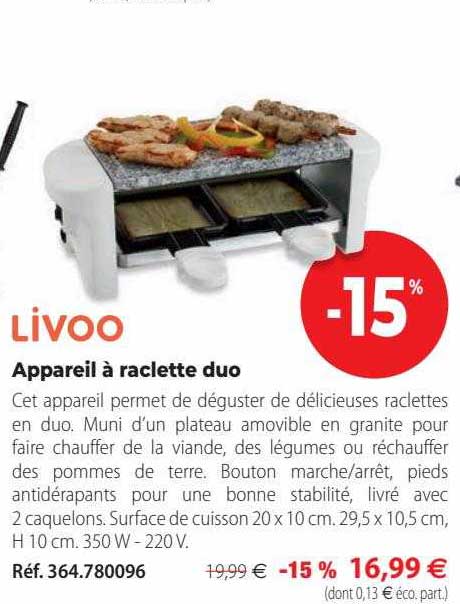 Appareil à Raclette Duo Livoo