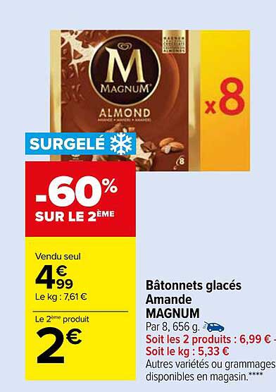 Bâtonnets Glacés Amande Magnum