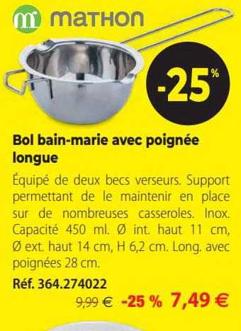 bol bain-marie avec poignée longue mathon