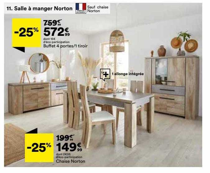 buffet 4 portes-1 tiroir, chaise norton