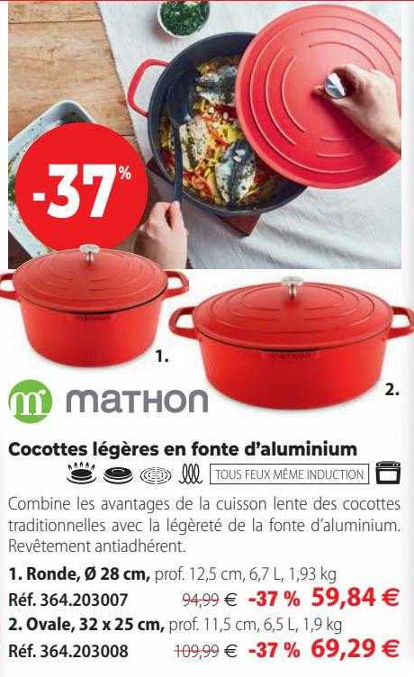 cocottes légères en fonte d'aluminium mathon