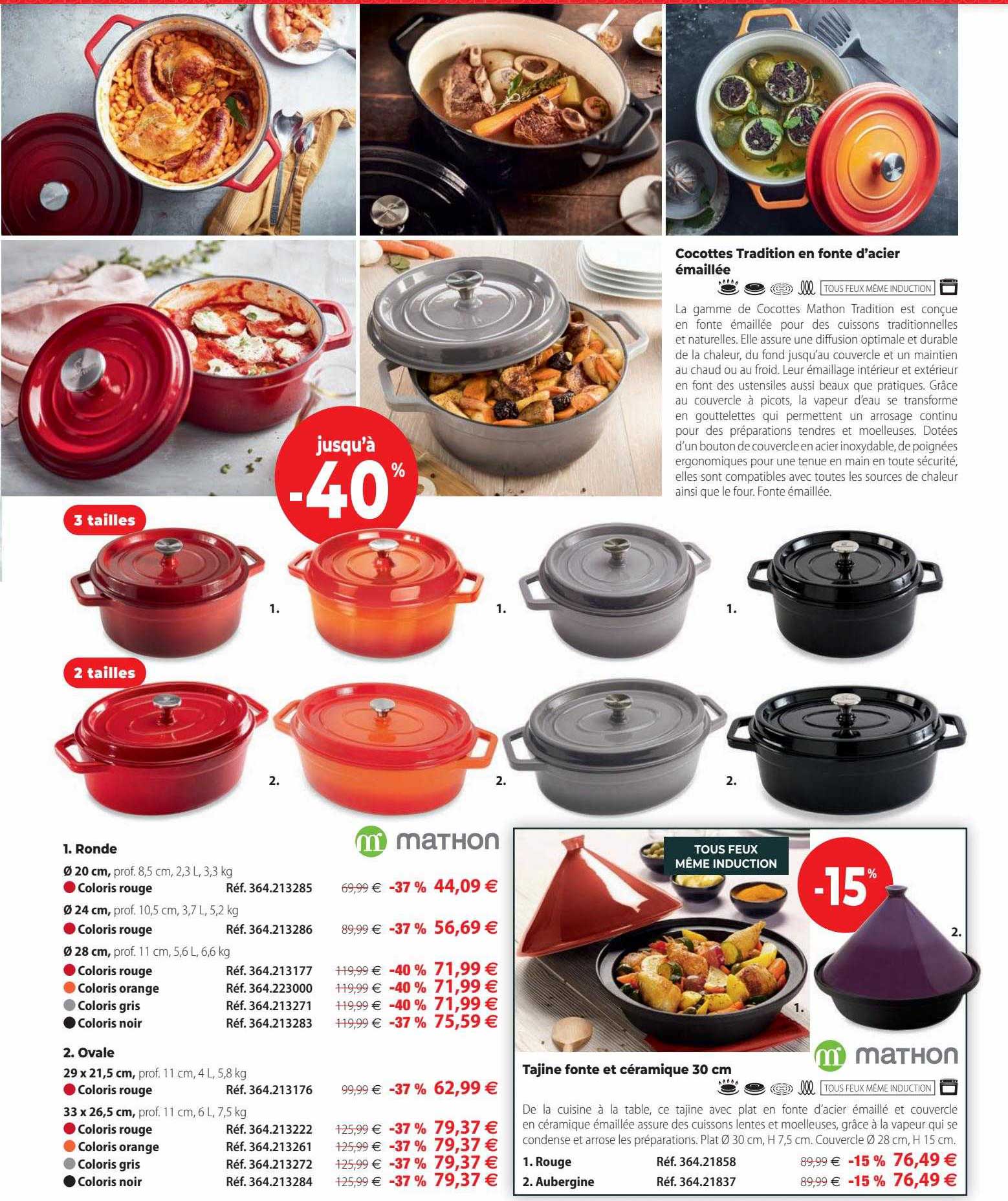 cocottes tradition en fonte d'acier émailles mathon