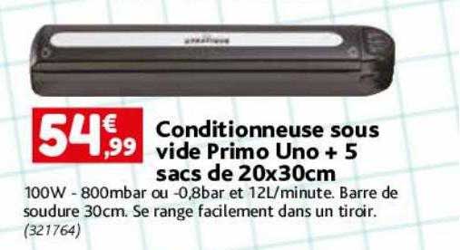conditionneuse sous vide primo uno + 5 sacs de 20 x 30 cm