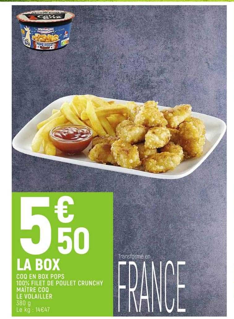 coq en box pops 100% filet de poulet crunchy maître coq le volailler