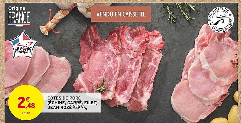 côtes de porc (échine, carré, filet) jean rozé