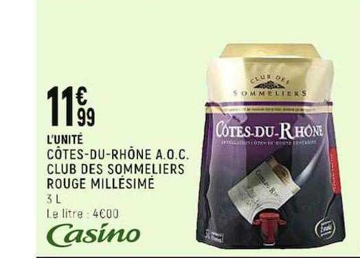 côtes-du-rhône a.o.c. club des sommeliers rouge millésimé