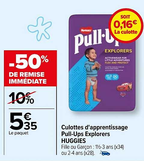 culottes d'apprentissage pull-ups explorers huggies