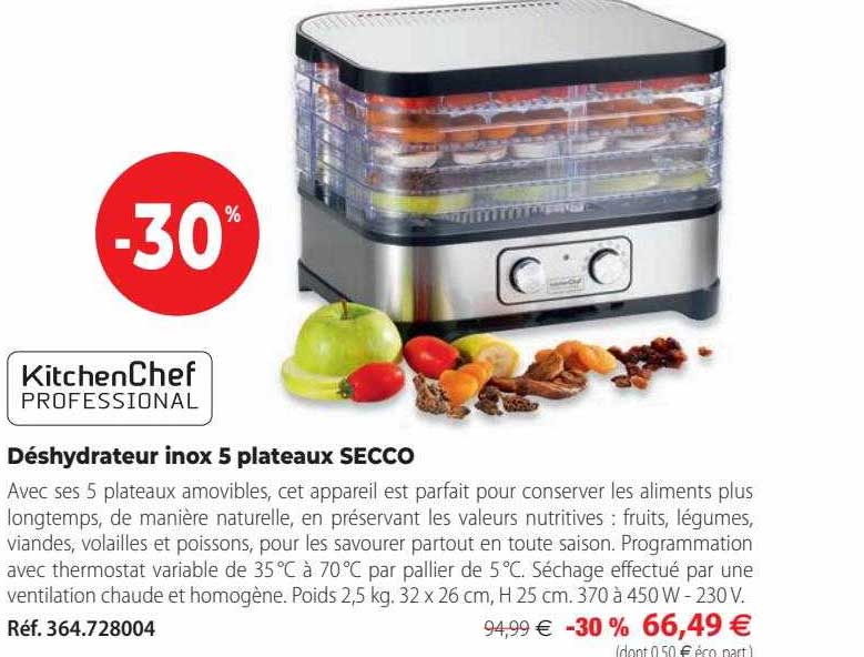 Déshydrateur Inox 5 Plateaux Secco Kitchen Chef Professional