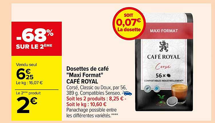 Dosettes De Café "maxi Format" Café Royal