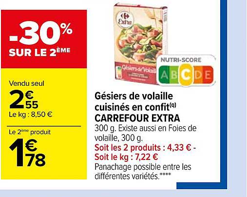 Gésiers De Volaille Cuisinés En Confit Carrefour Extra
