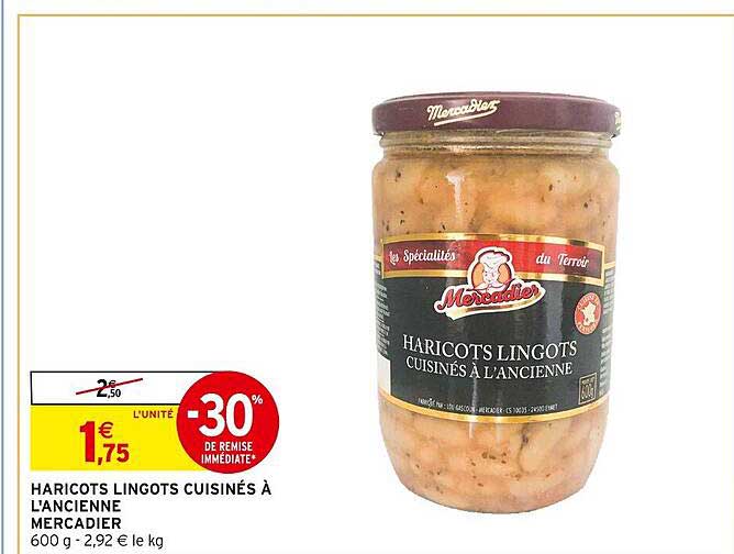 haricots lingots cuisinés à l'ancienne mercadier