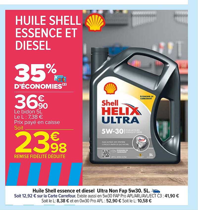 huile shell essence et disel ultra fap 5w30 5l.