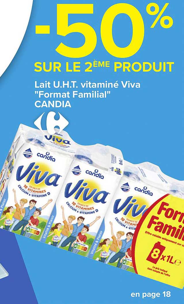 lait u.h.t. vitaminé Viva "Format Familial" candia