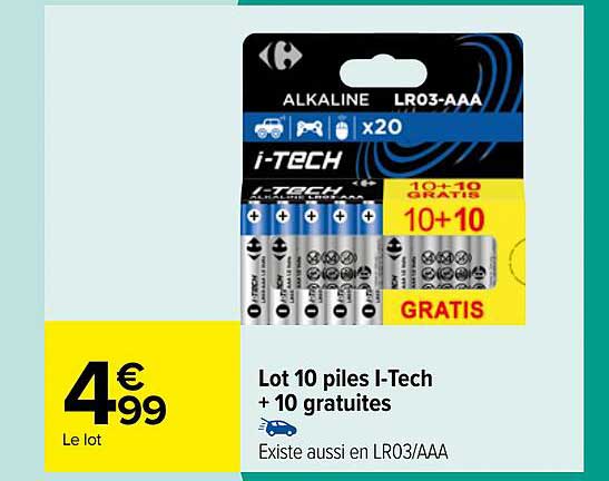 lot 10 piles i-tech + 10 gratuites