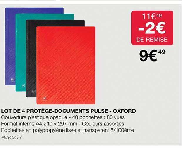 lot de 4 protège-documents pulse - oxford