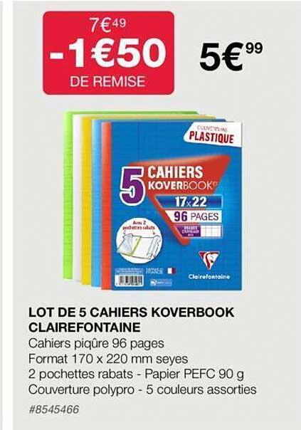 Lot De 5 Cahiers Koverbook Clairefontaine